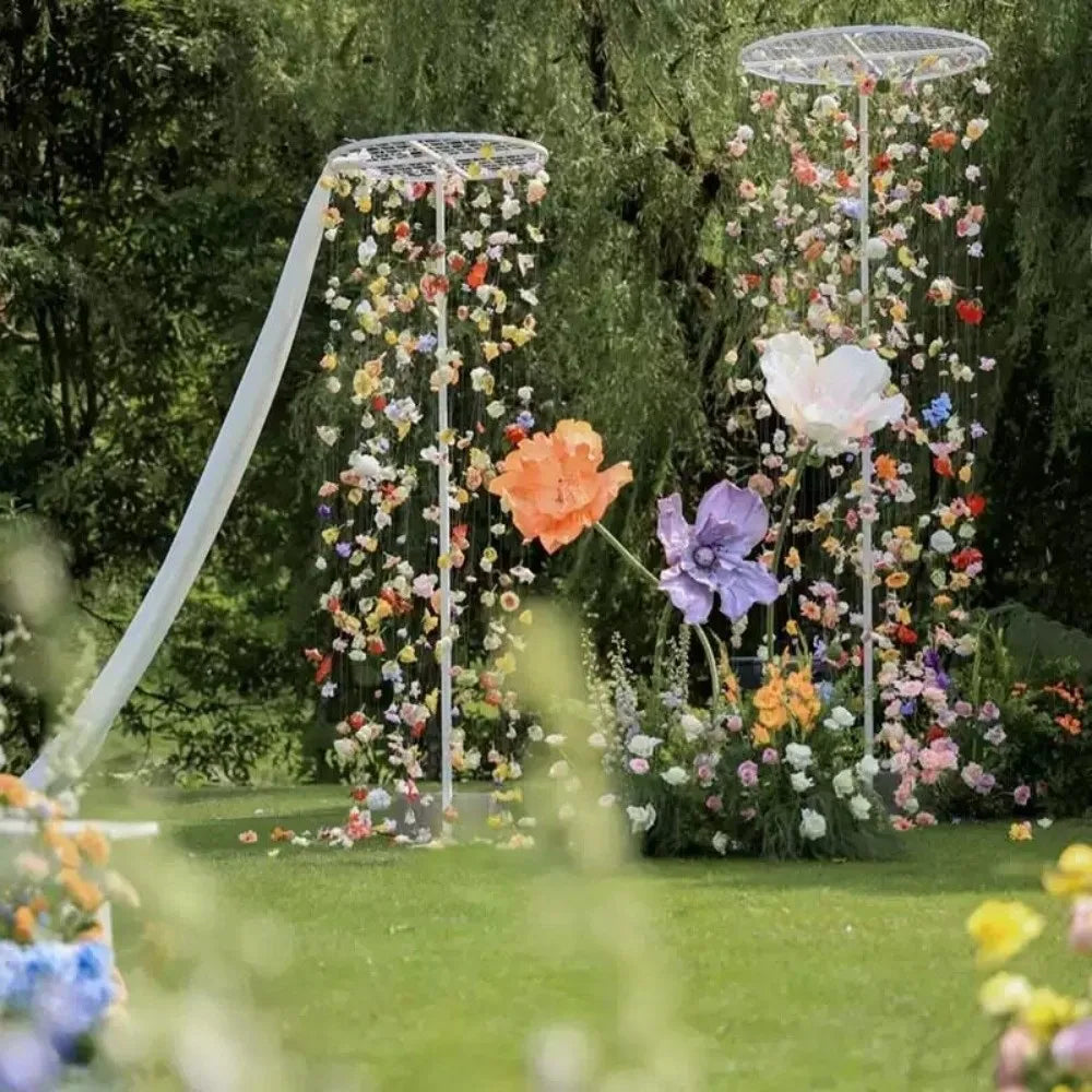décoration romantique suspension fleurs artificielles multicolores intérieure fil rose blanc jaune orange violet vert