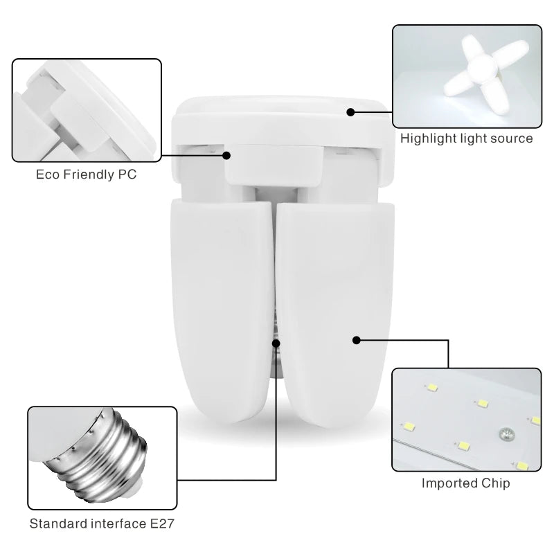 ventilateur led mini pliable blanc moderne 360 degrés 28w 2000 lumens 50000h