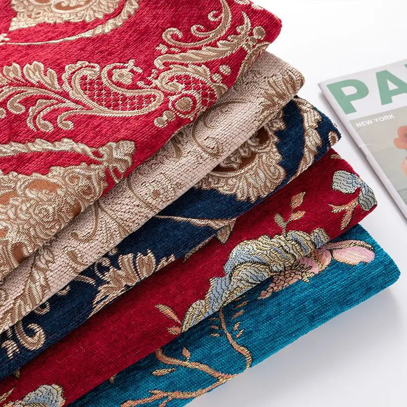 serviette tissu chenille 100 polyester floral rouge élégante classique résistante bricolage sofa matériau