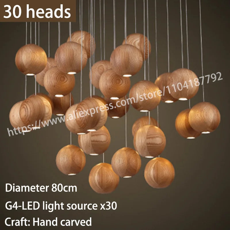 luminaire suspension bois massif moderne éclairage intérieur salon cuisine restaurant naturel