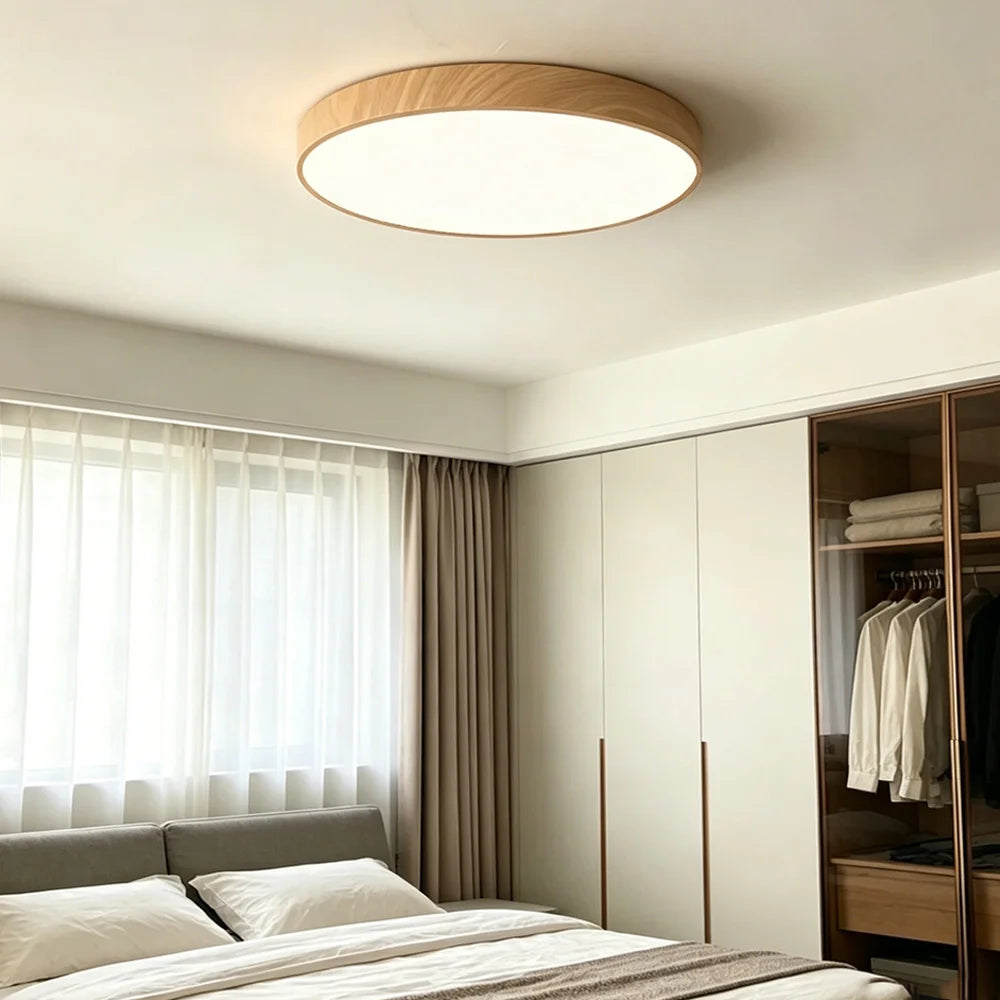 lampe led grain bois minimaliste moderne chambre blanc bois naturel