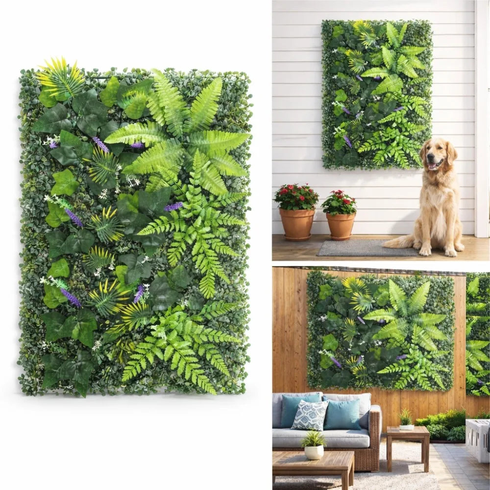 décoration murale panneau végétal herbe artificielle feuilles diverses moderneintérieur