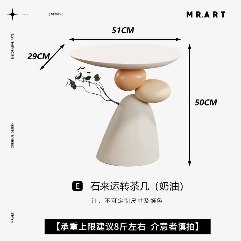 table d'appoint moderne sculptural beige clair marron foncé