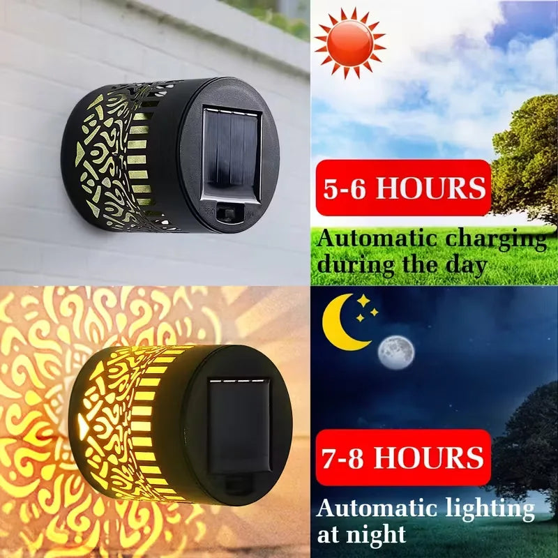 lampe murale solaire led moderne mandala noir doré extérieure hydrofuge instructions inclusées