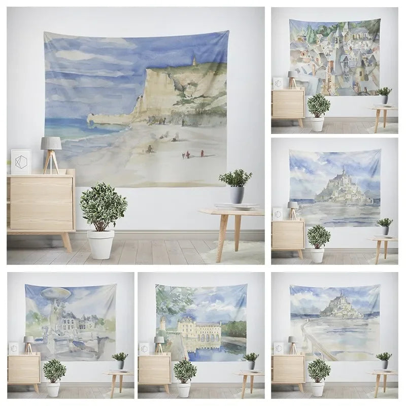 Tapisserie murale hawaïenne moderne en coton grand format