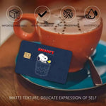 autocollant carte credit snoopy happy holidays bleu marine moderne