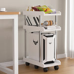 chariot mobile multifonctionnel roulettes blanc noir moderne organiser stockage tablettes cables charge