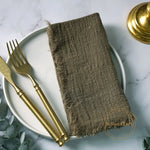 serviettes cuisine rustiques coton noir orange beige blanc rose pâle franges rustic naturel