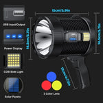 projecteur poche lumineux led rechargeable panneau solaire outdoor camping autodéfense banque alimentation resistant chocs