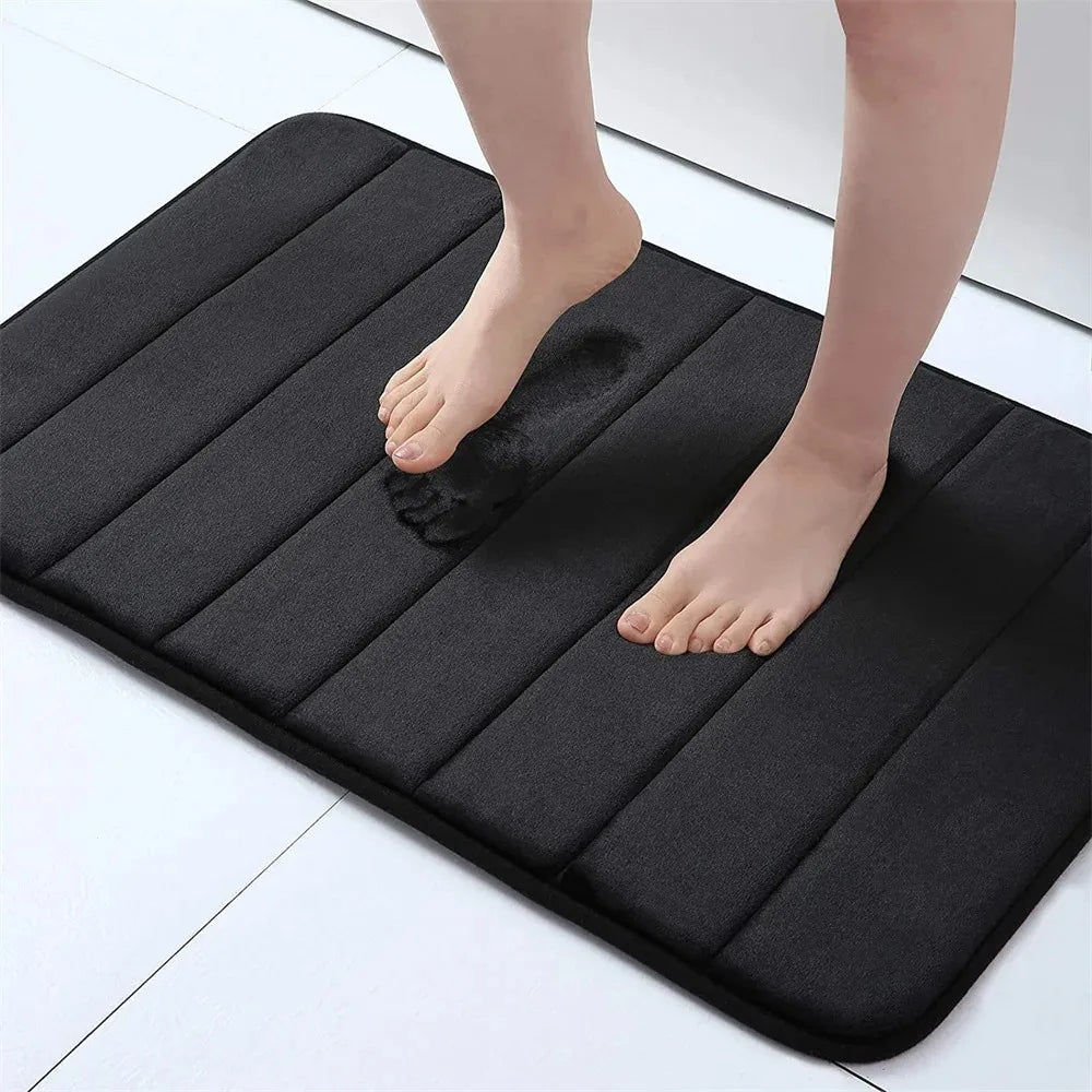 tapis bain antidérapant mousse mémoire forme absorbant eau lavable machine violet gris clair moderne
