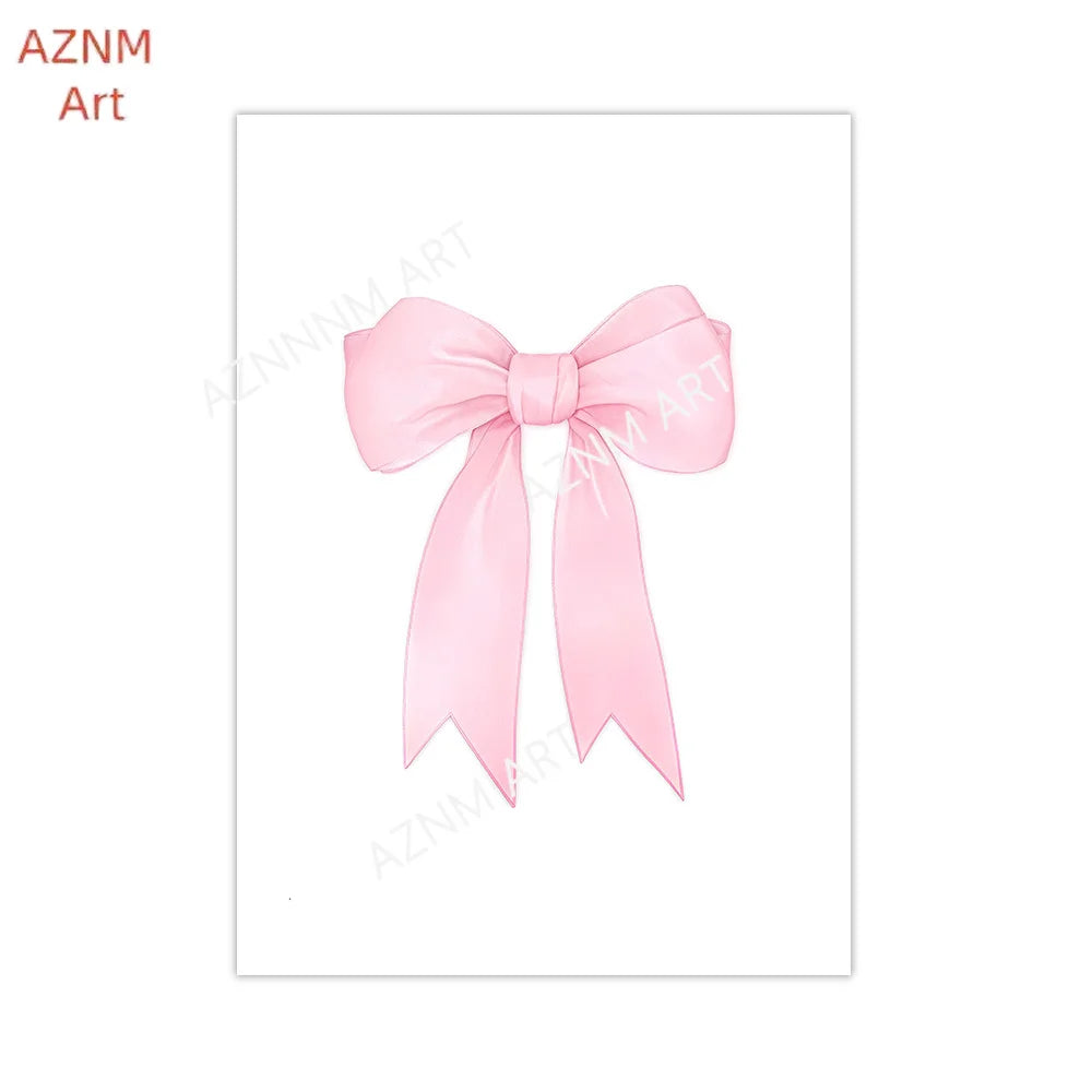 affiche art minimaliste abstraite rose arcs rubans texte manuscrit sans cadre