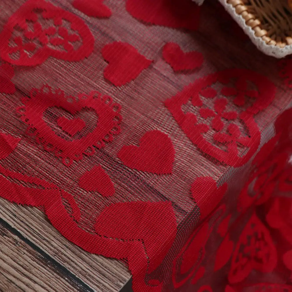 serviettes table rouge brodées cœurs romantiques été saint valentin classiques table manger