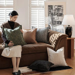 coussin carré jacquard géométrique 100 polyester contemporain beige noir gris vert opacité nordiquecoration maison