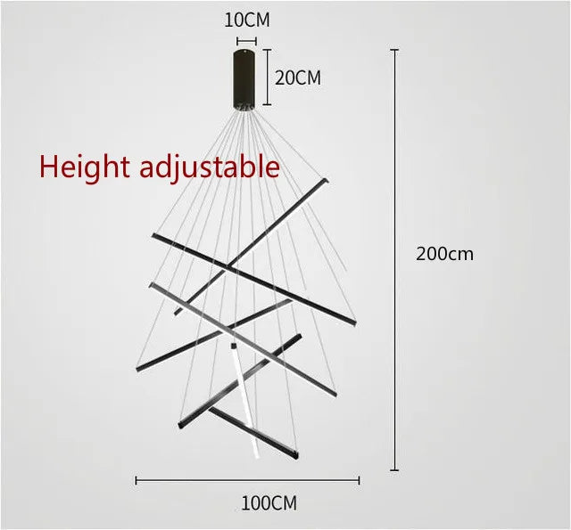suspension lumineuse moderne noir barres lumineuses scandinave 100w 130w 2000lm led aluminium