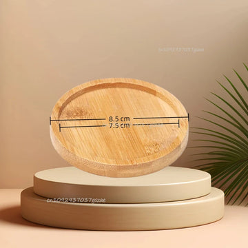 plateau ovale bambou naturel minimaliste rangement tasses cuillères brosses produits toilette serviettes plantes artificielles