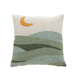 taie d'oreiller géométrique abstraite brodée vert beige boho chic coussin tufté 45x45cm motifs linéaires