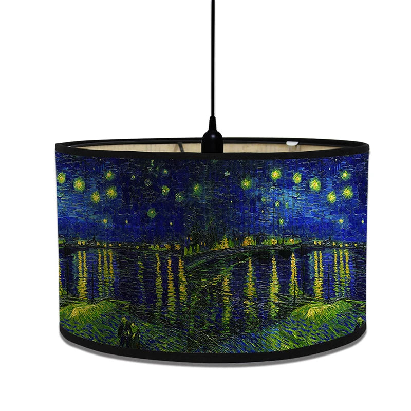 abat jour van gogh peintures nuit étoilée fleurs tournesol bambou art déco