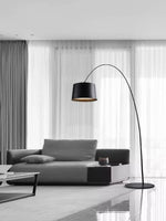 lampe sol moderne led noir base circulaire abat jour aluminium éclairage intérieur minimaliste