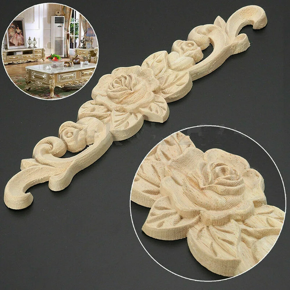 décorations bois sculpté motifs floraux classiques rose feuillage meubles artisanat vintage