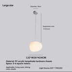 suspension ovale blanche moderne acrylique 3000k 4500k 6000k