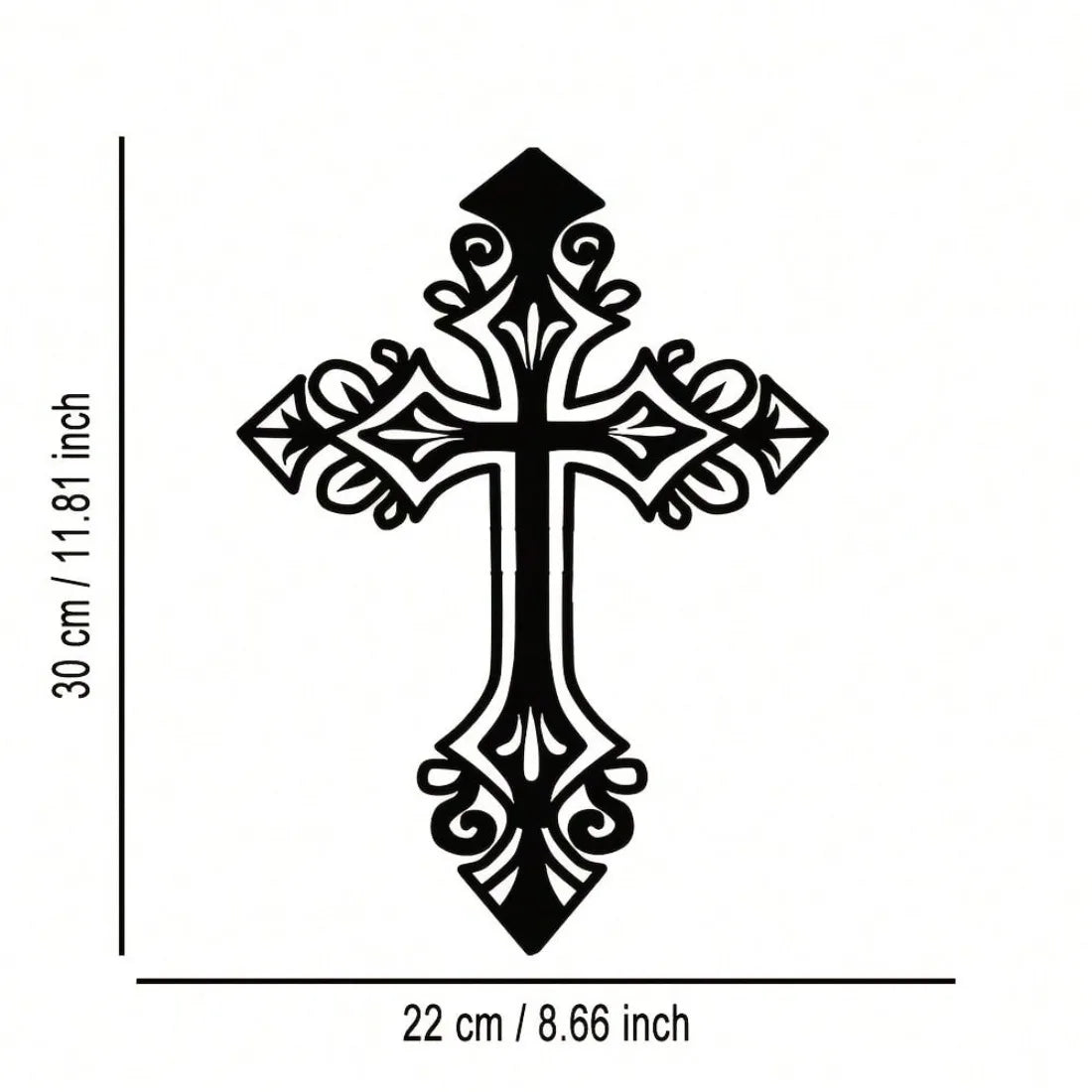 décoration murale croix métal noir ornements art nouveau 30cm 22cm vintage fixations invisible