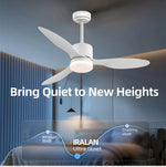 ventilateur moderne blanc led réversible télécommande 52 pouces adjustable silencieux