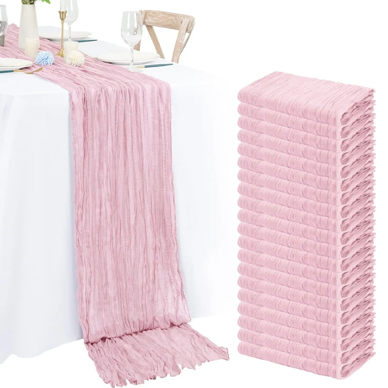 nappes longues décoratives plissées couleurs lilas rose beige semi transparentes romantique table runners