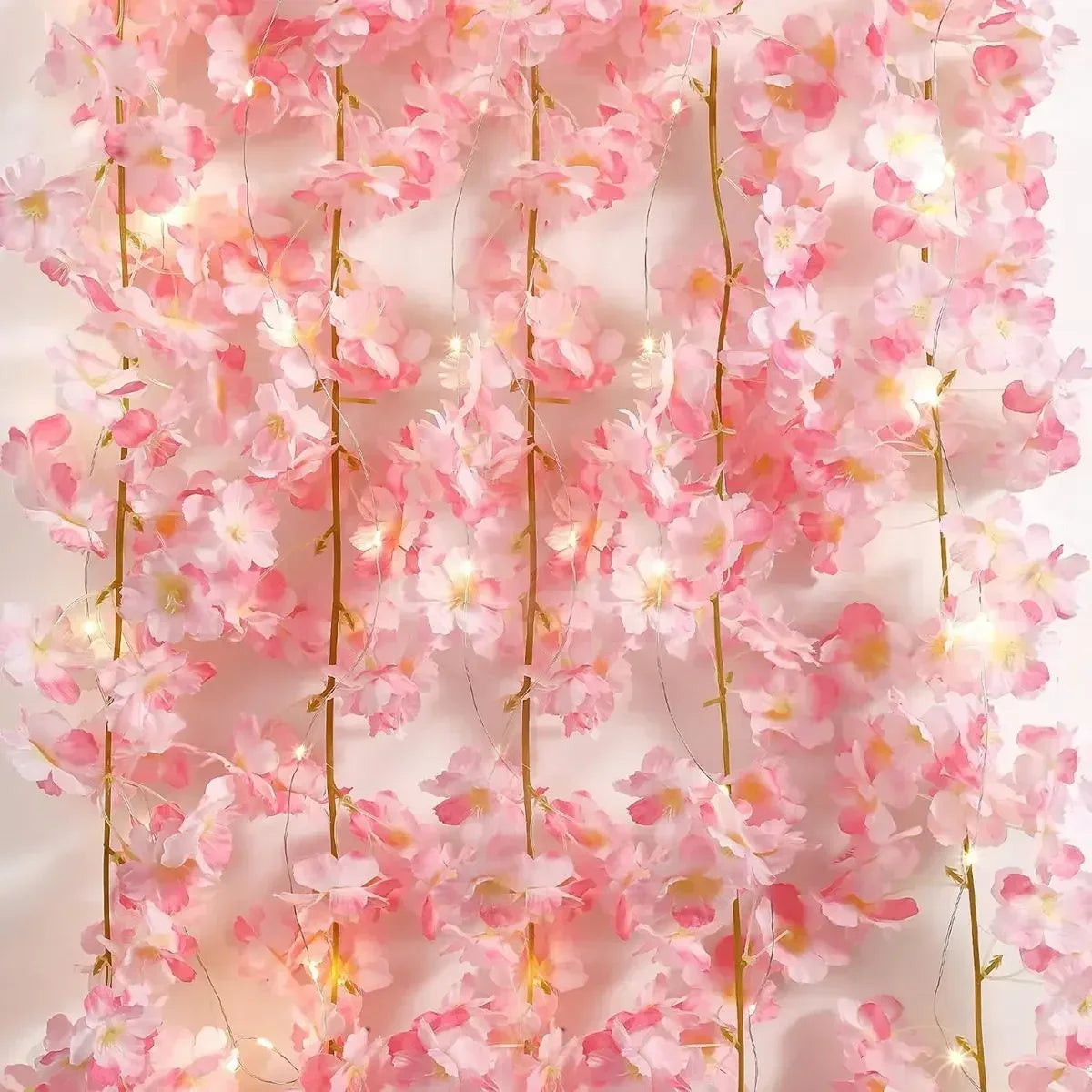 guirlande fleurs artificielles rose clips décoration chambre mariage 20led fluorescent