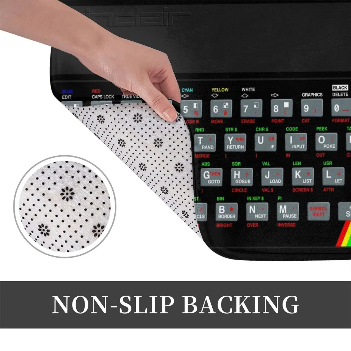 tapis bain antidérapant adhésif clavier rétro noir gris blanc