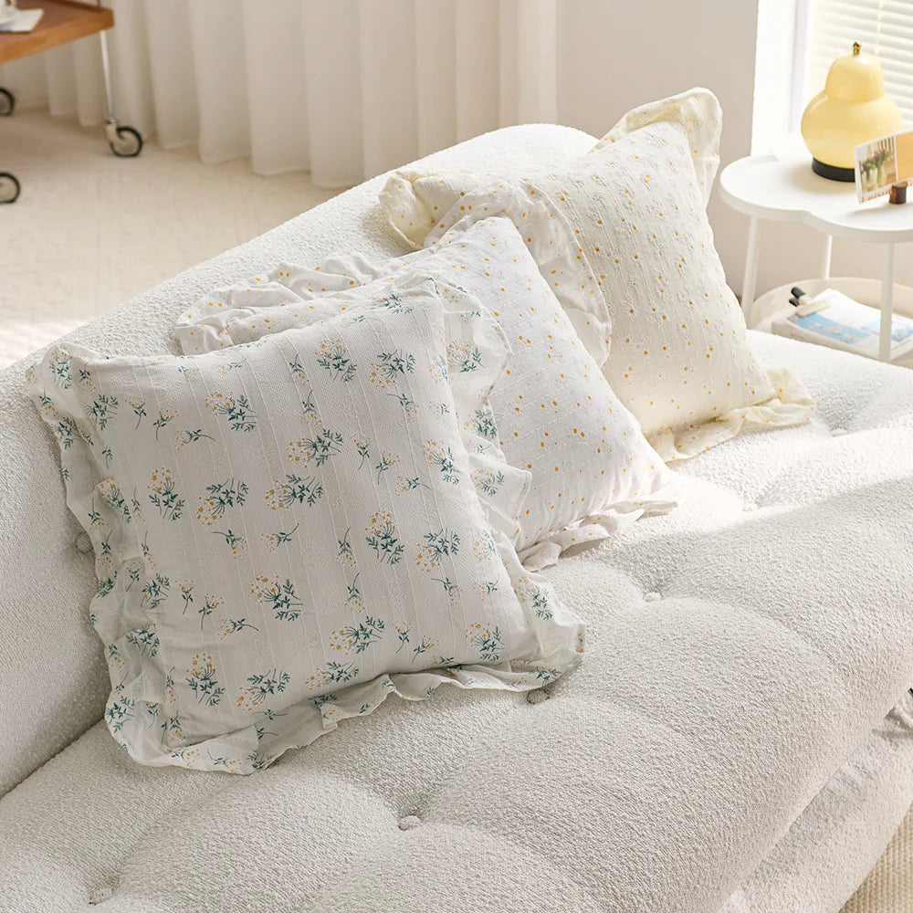 taie d'oreiller fleur bleue jaune vintage 100 coton blanc adhésif opacité carreau dcoration farmhouse