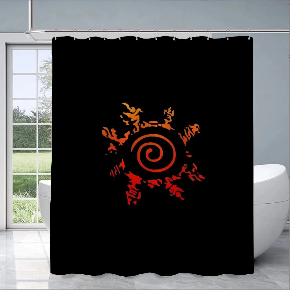 rideau douche anime naruto noir rouge motifs abstraits opacité respectueux environnement 12 crochets