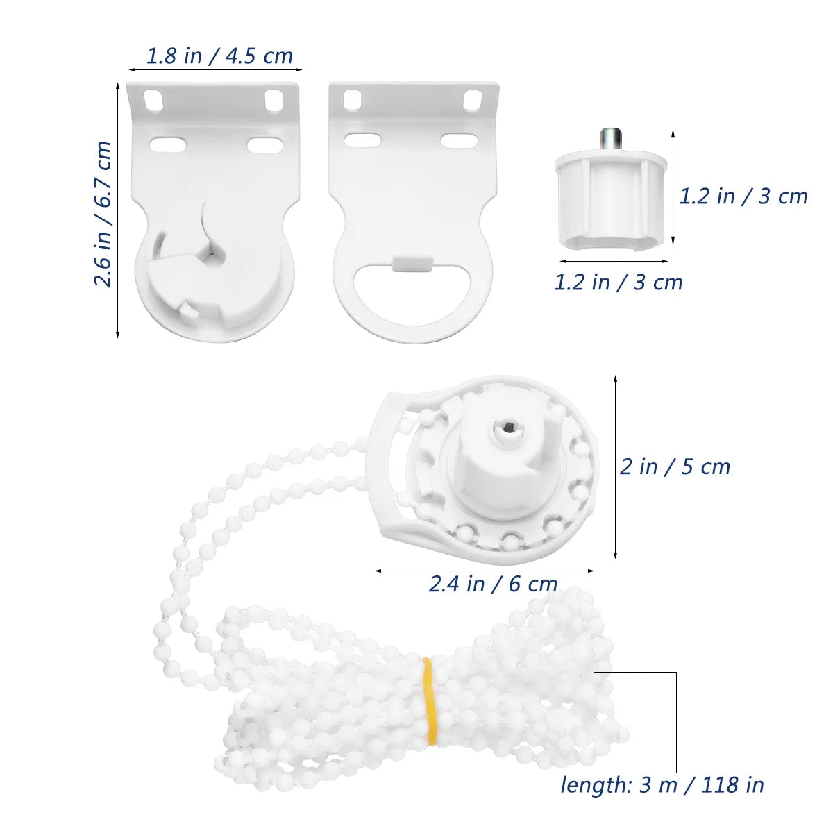 rideau blancs modernes stores enroulables solides clips métalliques tige fixation 3m