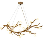 suspension lumineuse moderne branchies naturelles boules translucides marron clair blanc