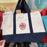 sacs toile colorés blanc vert violet rouge jaune logo trader joes poignées tissu casual