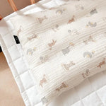 coussin bébé blanc animaux lapins chevaux doux confortable étanche polyester coton