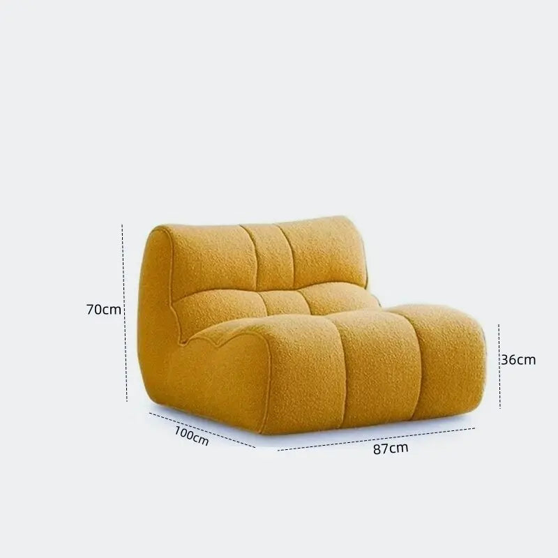 Fauteuil moderne tissu bouclé beige clair coussins d'assise dossier minimaliste