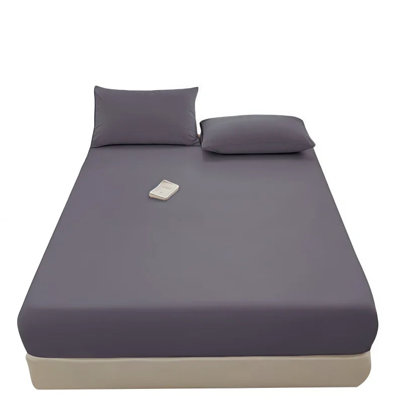 drap housse taies oreiller tissu lisse couleur blanche bleu rose moderne minimaliste élastique queen