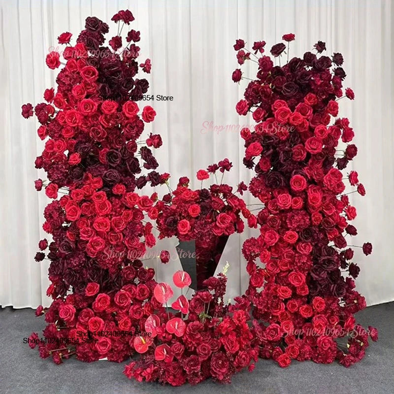 arche decorative fleurs artificielles rouge bordeaux decoration maison event anniversaire mariageintérieur classic