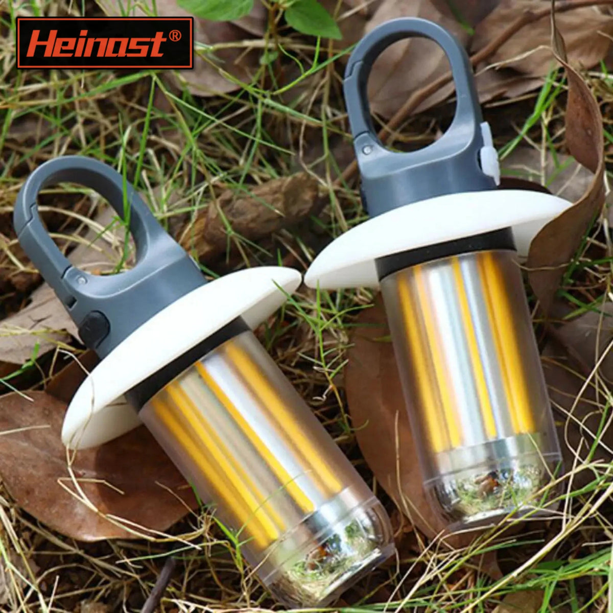 lampe camping rechargeable led portable moderne gris blanc jaune doré transparent anneaux suspension