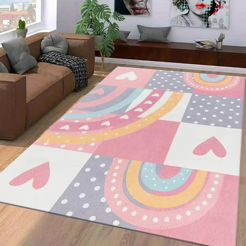tapis moderne patchwork floral multicolore antidérapant intérieur extérieur chambre salon