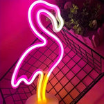 lampe néon flamant rose stylisé moderne interrupteur usb batterie vacances chambre deco