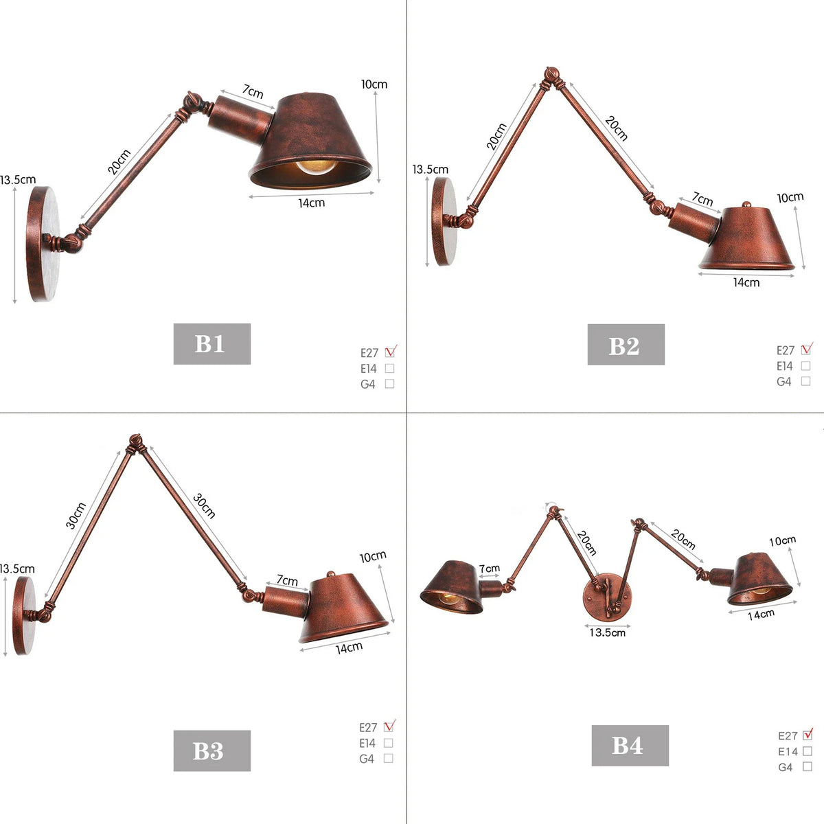 lampe murale articulée industrielle noir fixée éclairage chambre cuisine