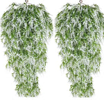 guirlande artificielle fleurs violettes feuilles vertes moderne extérieure accrochée chaîne métallique décoration jardin mariage