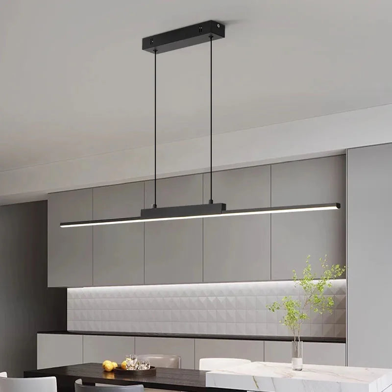 suspension lumineuse led ligne noir moderne minimaliste salle manger salon chambre principal