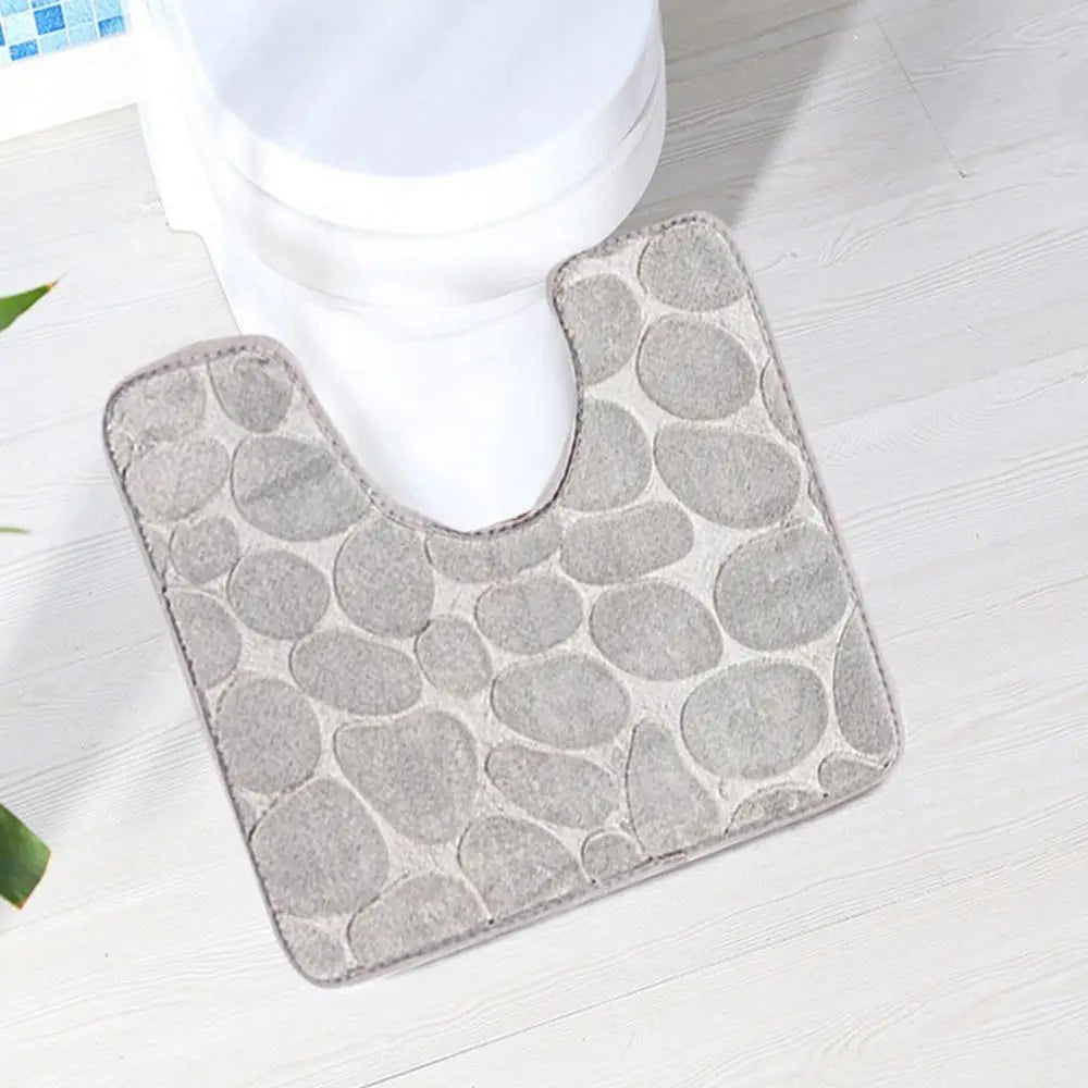 tapis toilette moderne beige noir gris clair texture galets vinyle fixation invisible