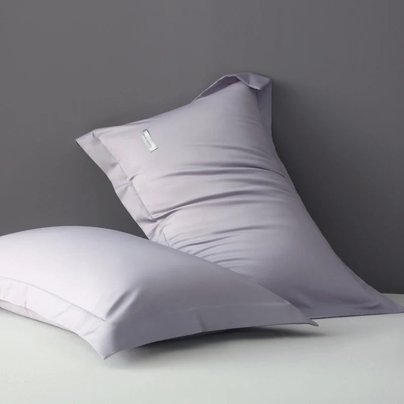 taies d'oreiller coton égyptien bleu texture satinée moderne 30x50cm 40x60cm 48x74cm 2pièces