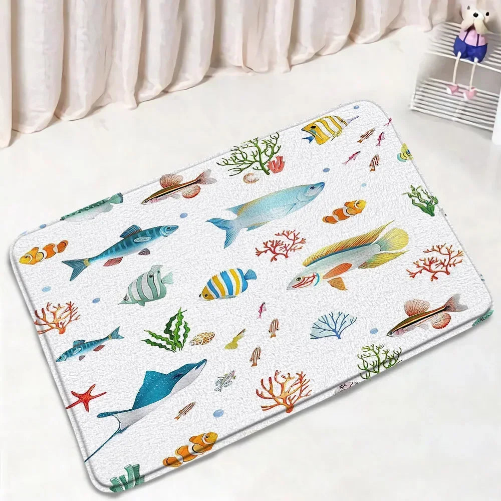 tapis toilette multicolore motifs animaux modernes adhésifs salle bain couvre siège deux sols