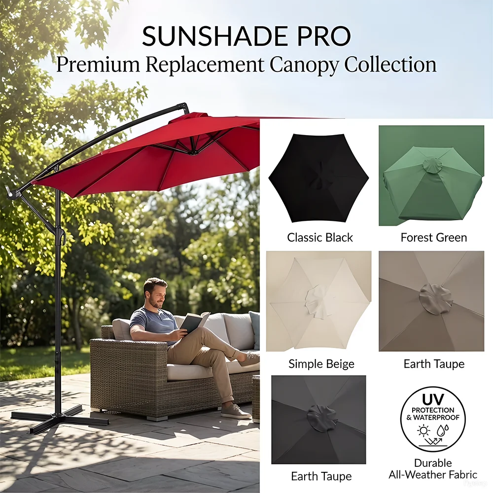 nouveau parasol patio tissu crème rouge noir vert moderne 200cm 270cm 300cm ribs tringle