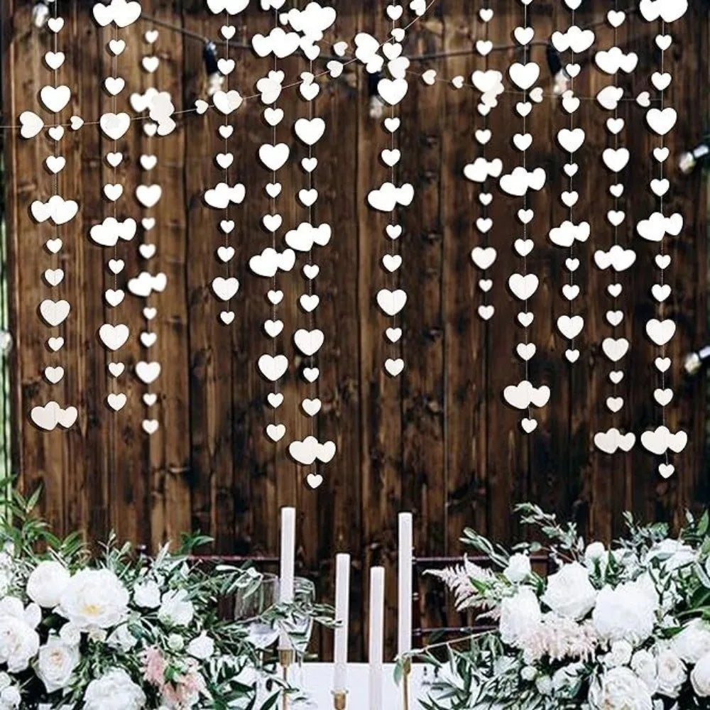 guirlande suspendue coeurs brillants mariage saint valentin rose rouge or blanc festive