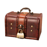 coffre bijoux vintage coffre bois rétro marron foncé ornements dorés serrure clé poignée